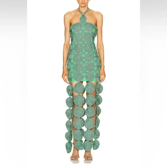 green emerald velvet dress SIMONMILLER Beep Beep Mini Skirt in Grass Green